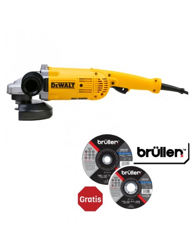 Kit Pulidora 7”DWE491-B3 180MM 2200W + 5 Discos de corte Brullen 4-1/2” y 7” (3 BR11501l) 2 (BR18016L)