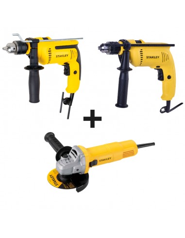COMBO SDH600-B3 TALADRO PERCUTOR 600W + SDH700-B3 TALADRO PERCUTOR 700W + SG6115 -B3 PULIDORA 620W) STANLEY